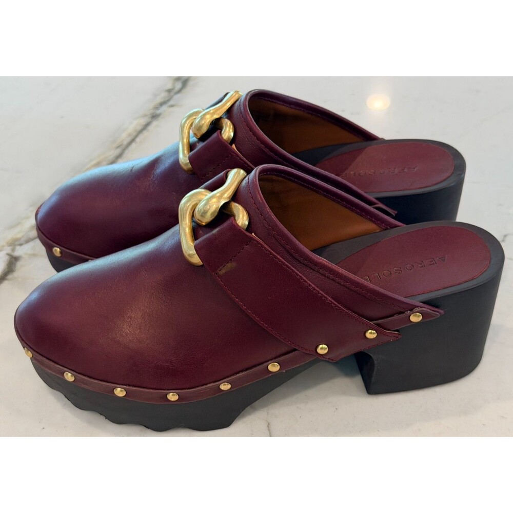 Aerosoles Shoes Womens 6.5 Crosby Heeled  Burgundy Clogs/Mules